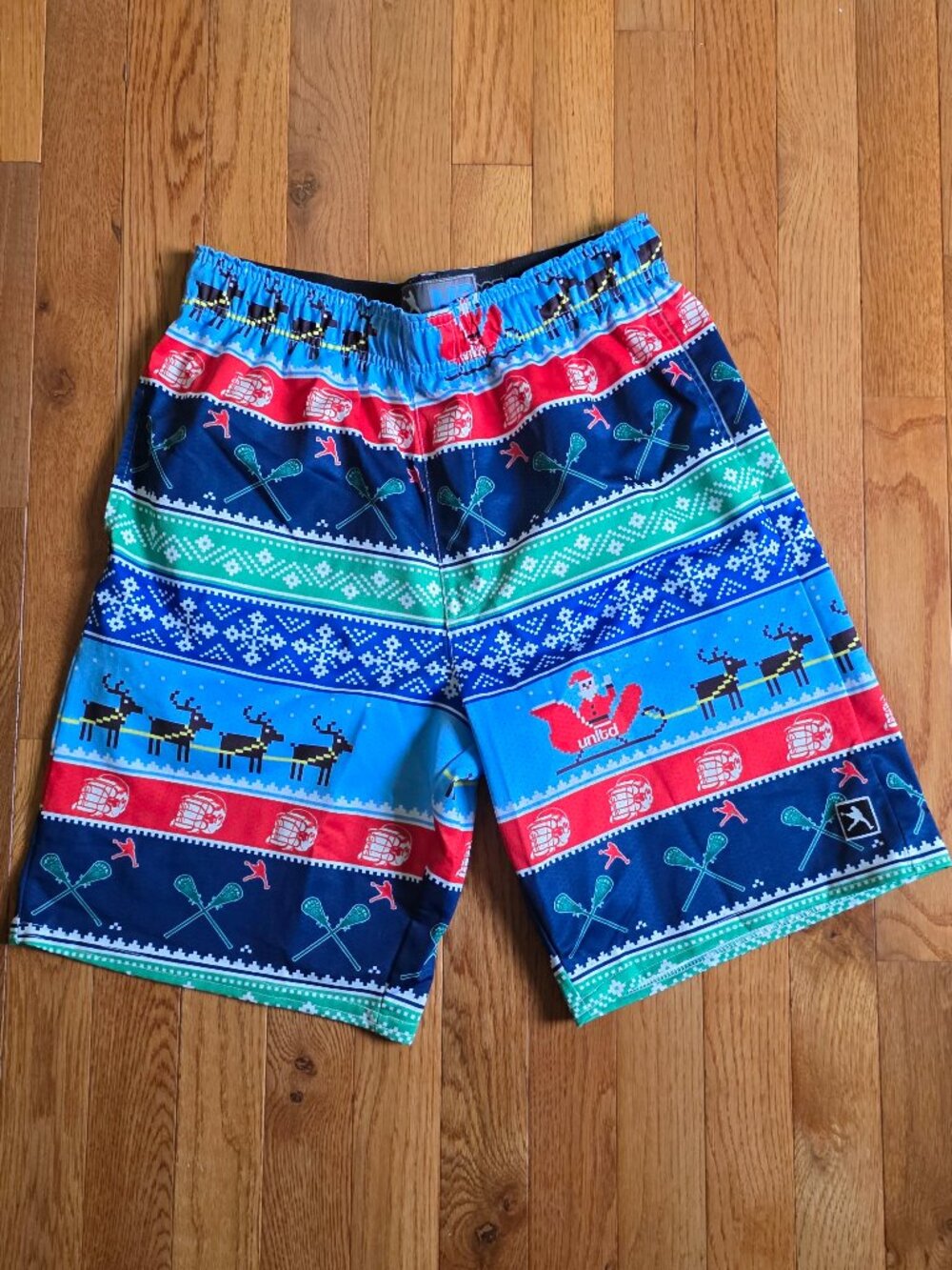 Lacrosse Unlimited Men's Holiday Pull On Shorts | Medium | Christmas Santa LAX